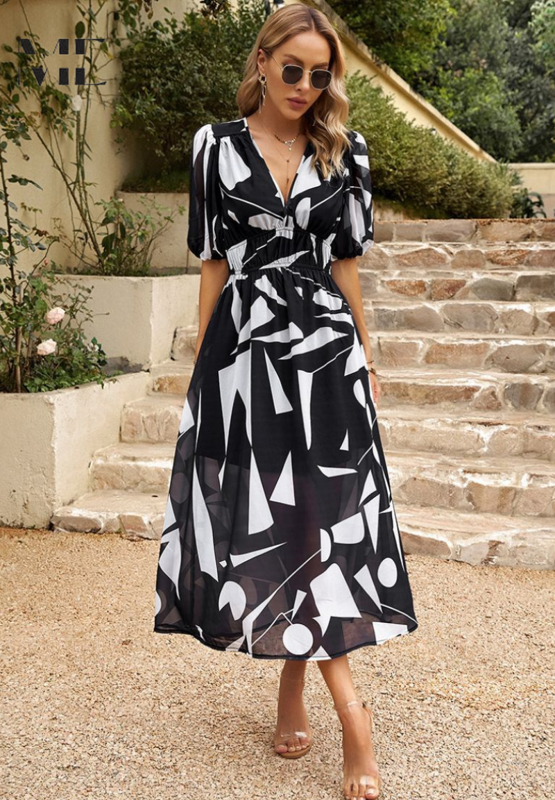 Gretel | Women's V-Neck A-Line Midi Dress
