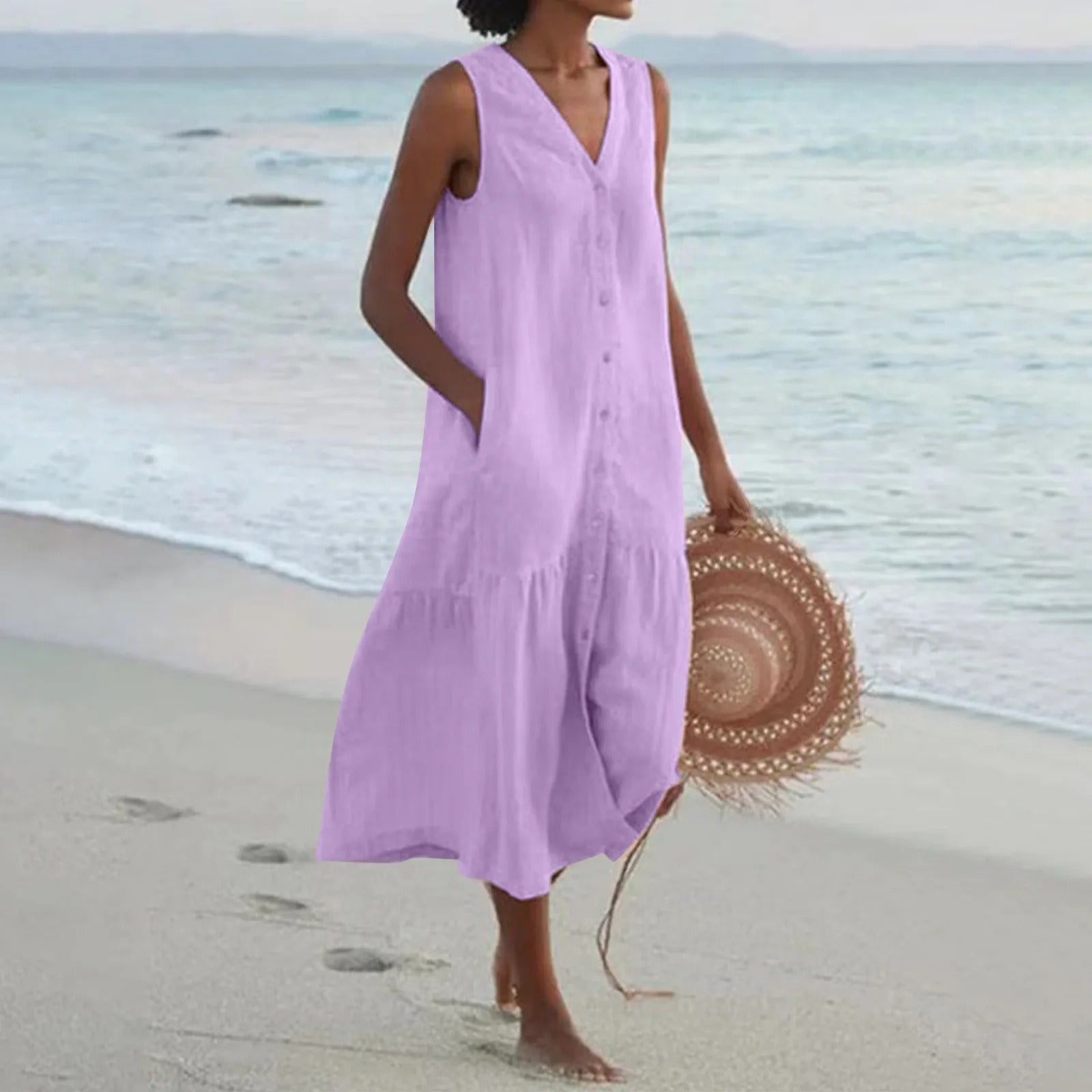 Edith | Women's Sleeveless A-Line Midi Dress