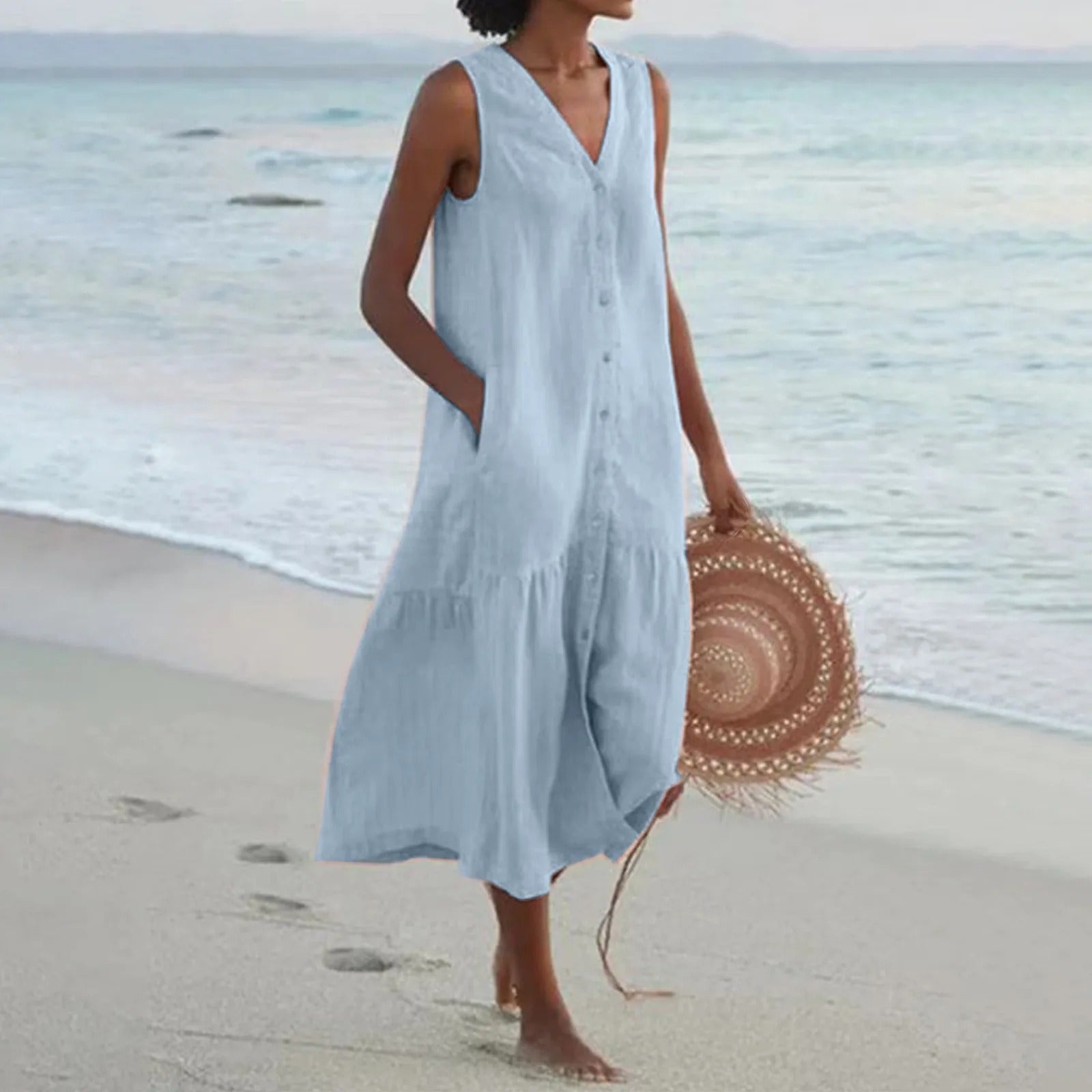 Edith | Women's Sleeveless A-Line Midi Dress