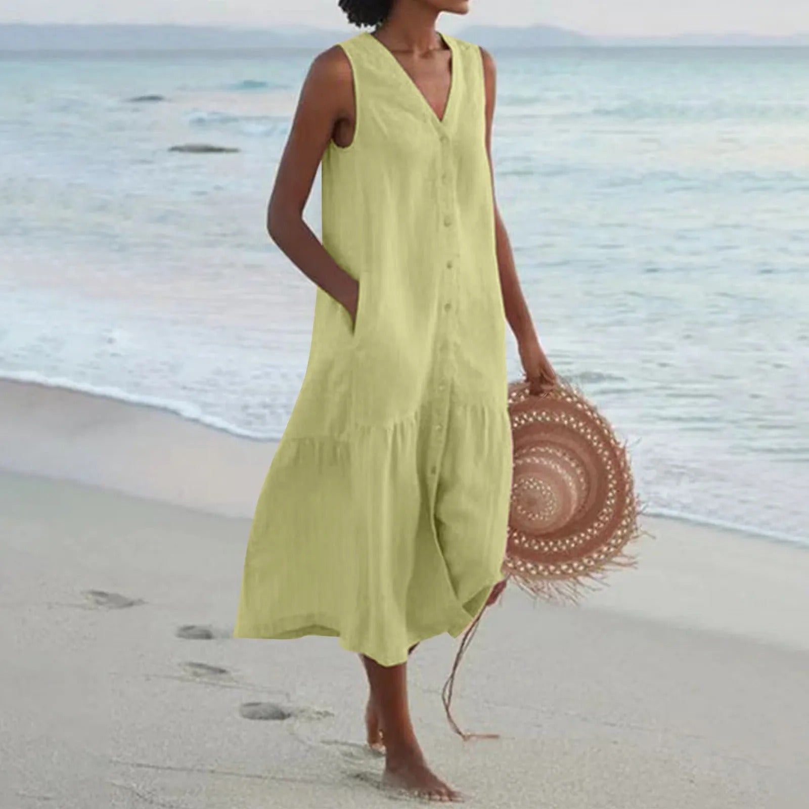 Edith | Women's Sleeveless A-Line Midi Dress