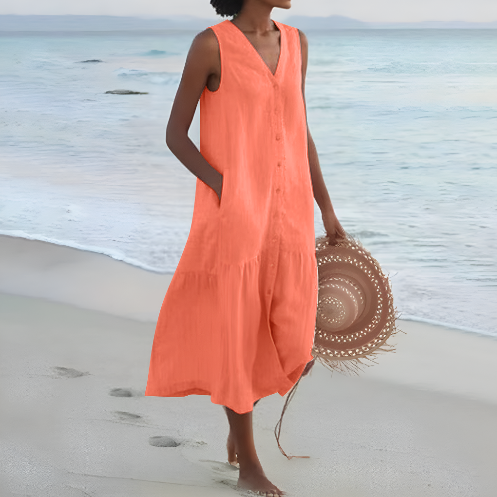 Edith | Women's Sleeveless A-Line Midi Dress