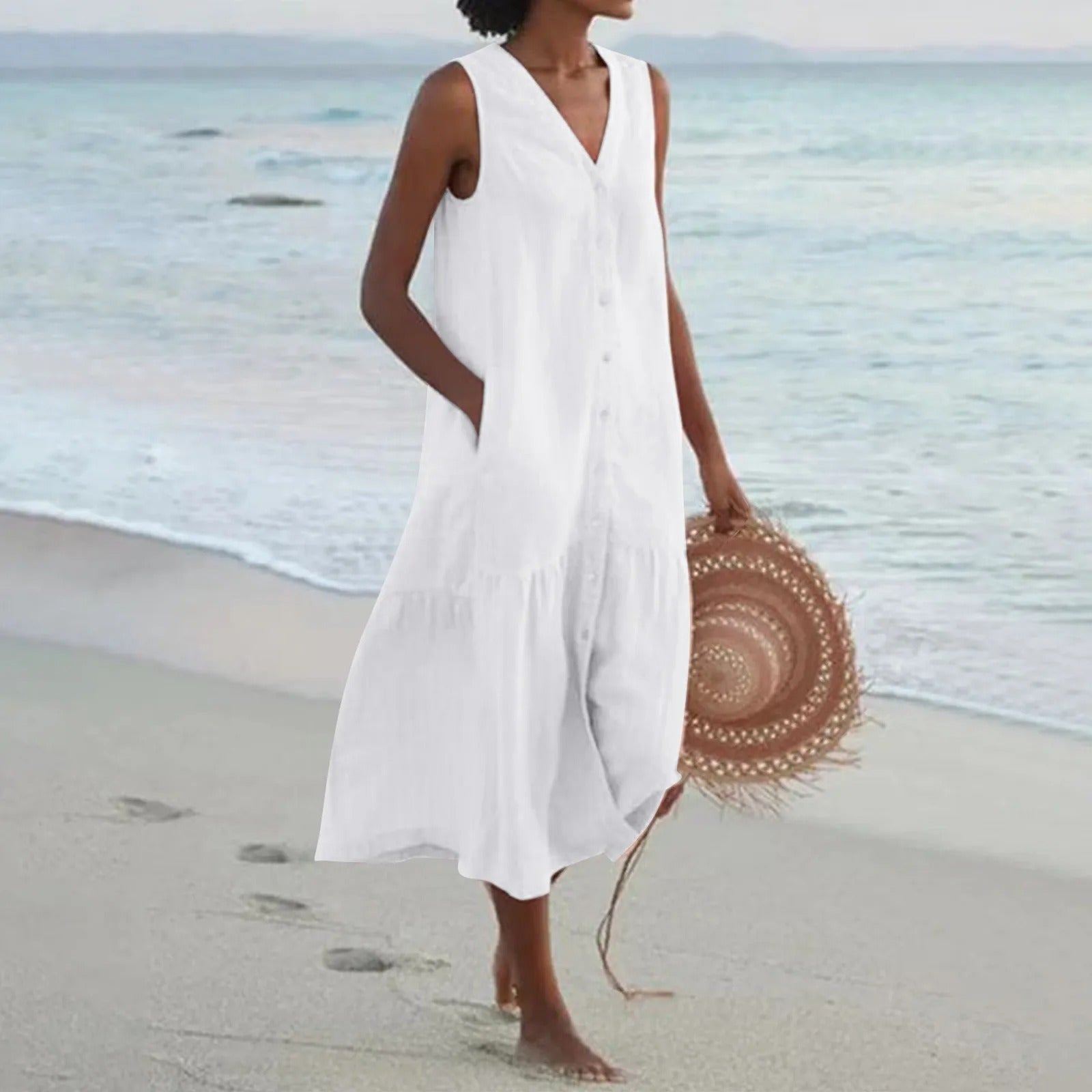 Edith | Women's Sleeveless A-Line Midi Dress