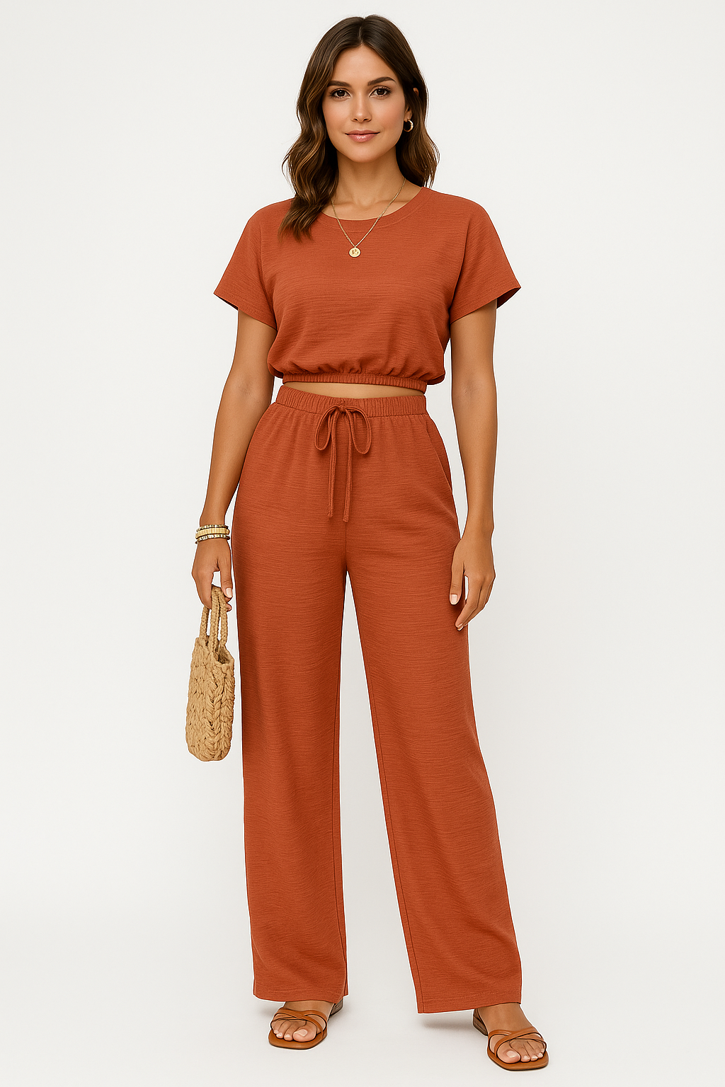 Annie | Women's Drawstring Wide Leg Two-Piece Set