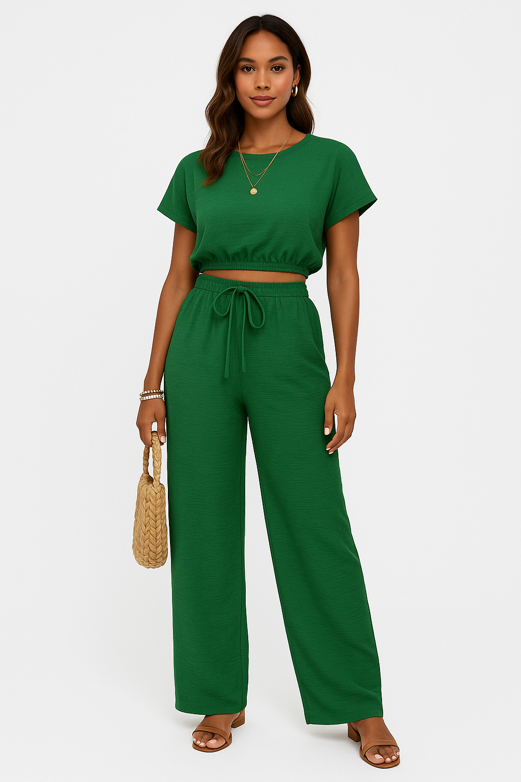 Annie | Women's Drawstring Wide Leg Two-Piece Set
