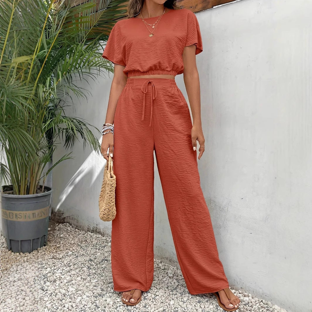 Annie | Women's Drawstring Wide Leg Two-Piece Set