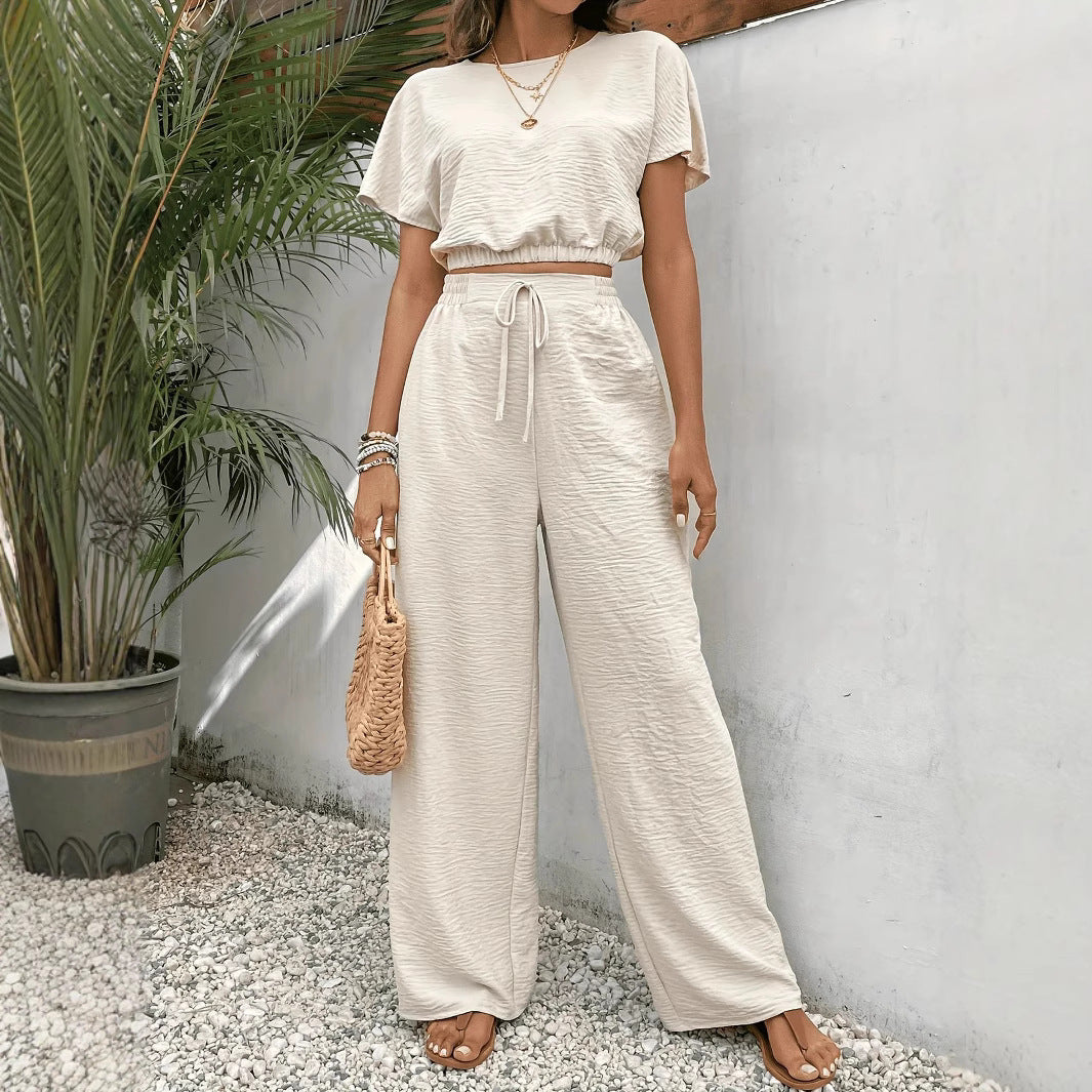 Annie | Women's Drawstring Wide Leg Two-Piece Set