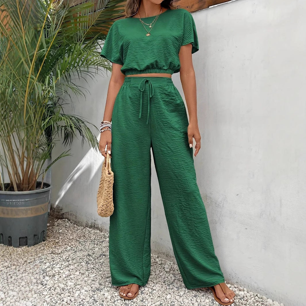 Annie | Women's Drawstring Wide Leg Two-Piece Set
