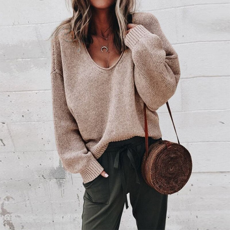 Abra | Women's Oversized V-Neck Sweater