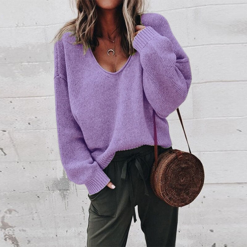 Abra | Women's Oversized V-Neck Sweater