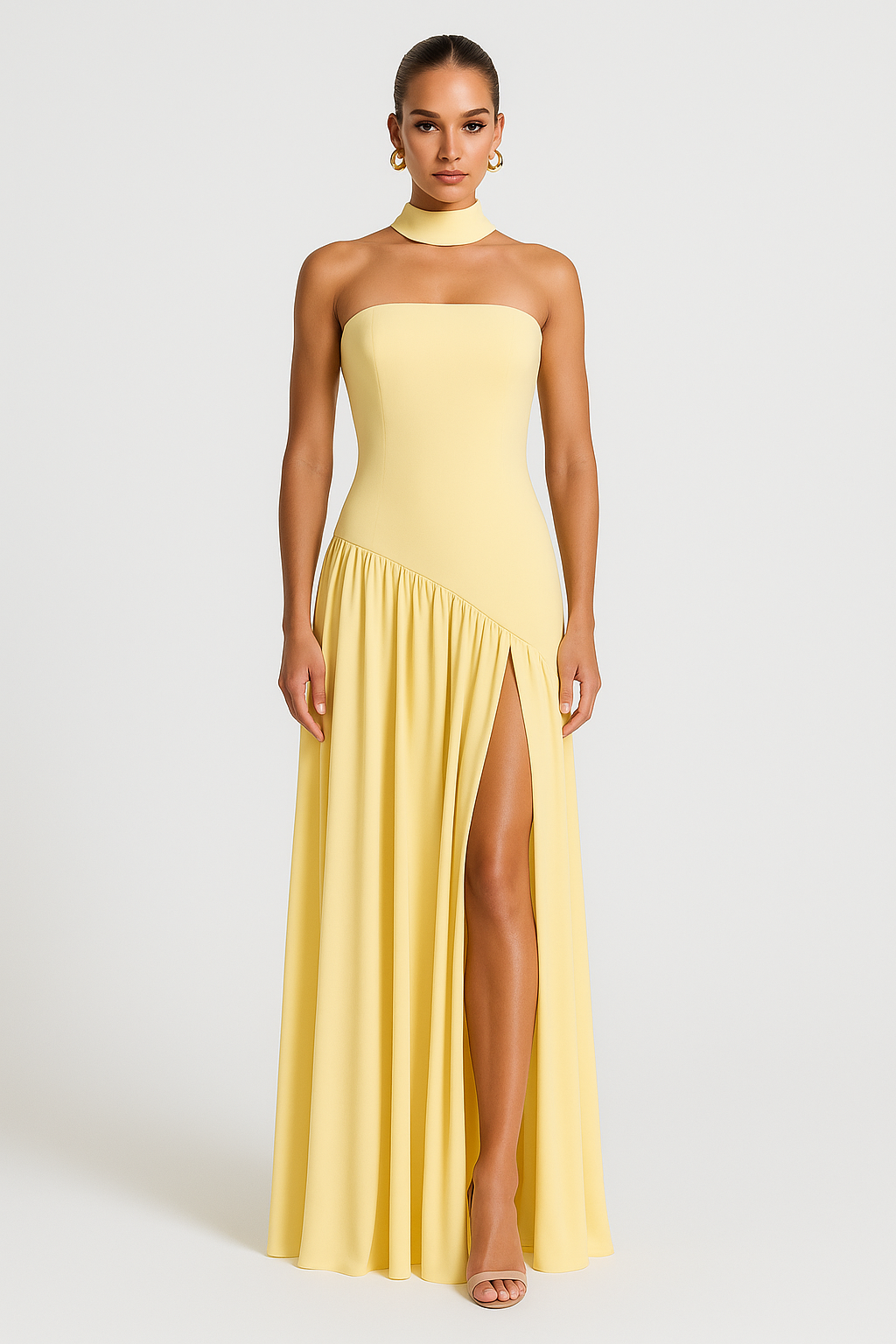 Patience | Chic Strapless Dress with High Slit for Women